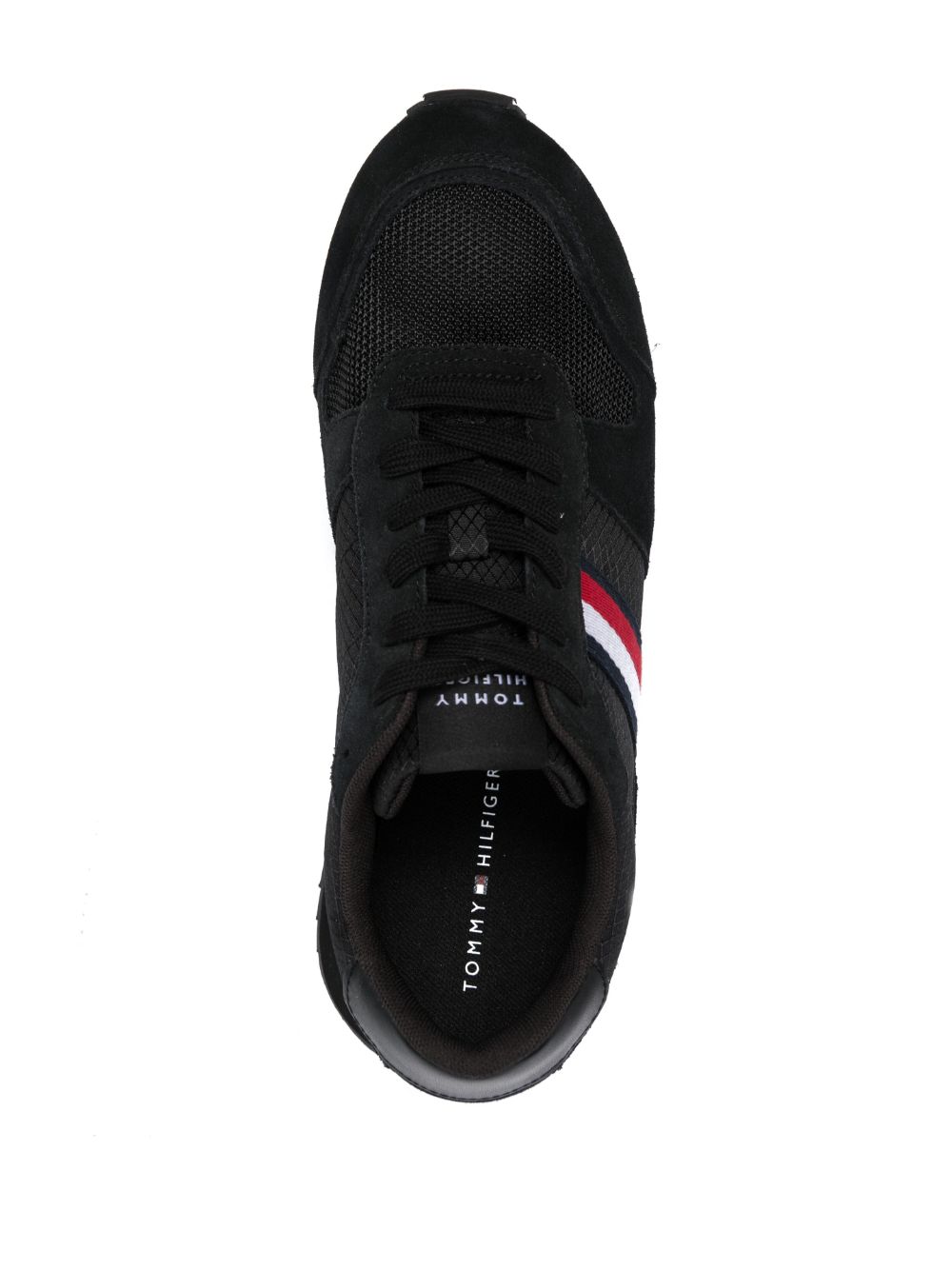 Shop Tommy Hilfiger Signature Tape Runner Sneakers In Black
