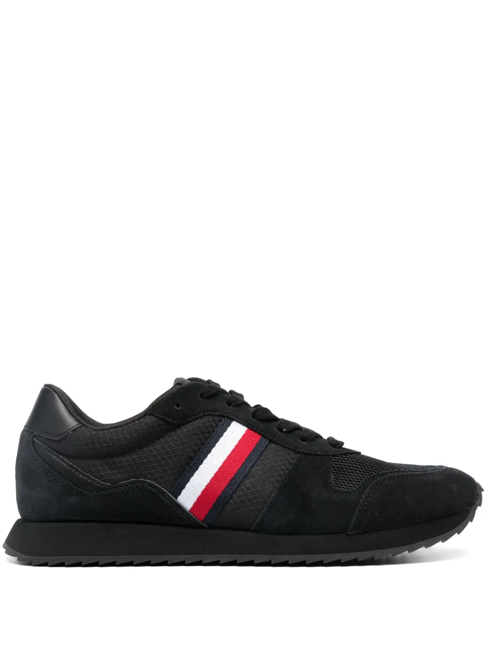 Shop Tommy Hilfiger Signature Tape Runner Sneakers In Black