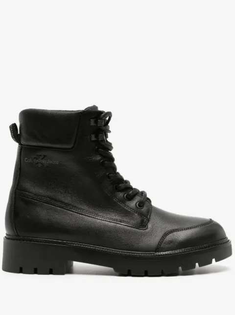 Calvin Klein Jeans logo-patch leather ankle boots