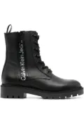 Calvin Klein Jeans logo-print leather boots - Black
