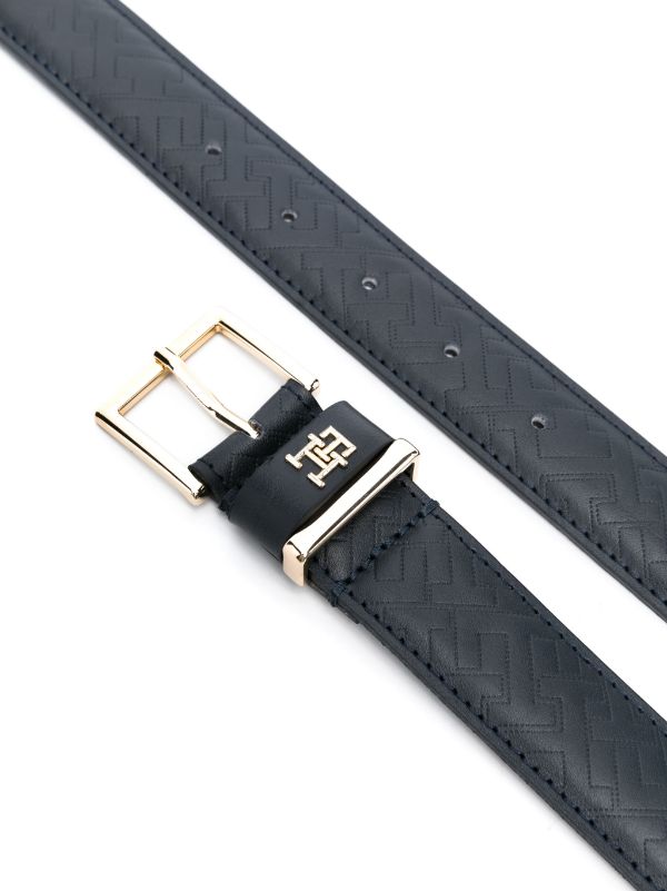 monogram-pattern leather belt