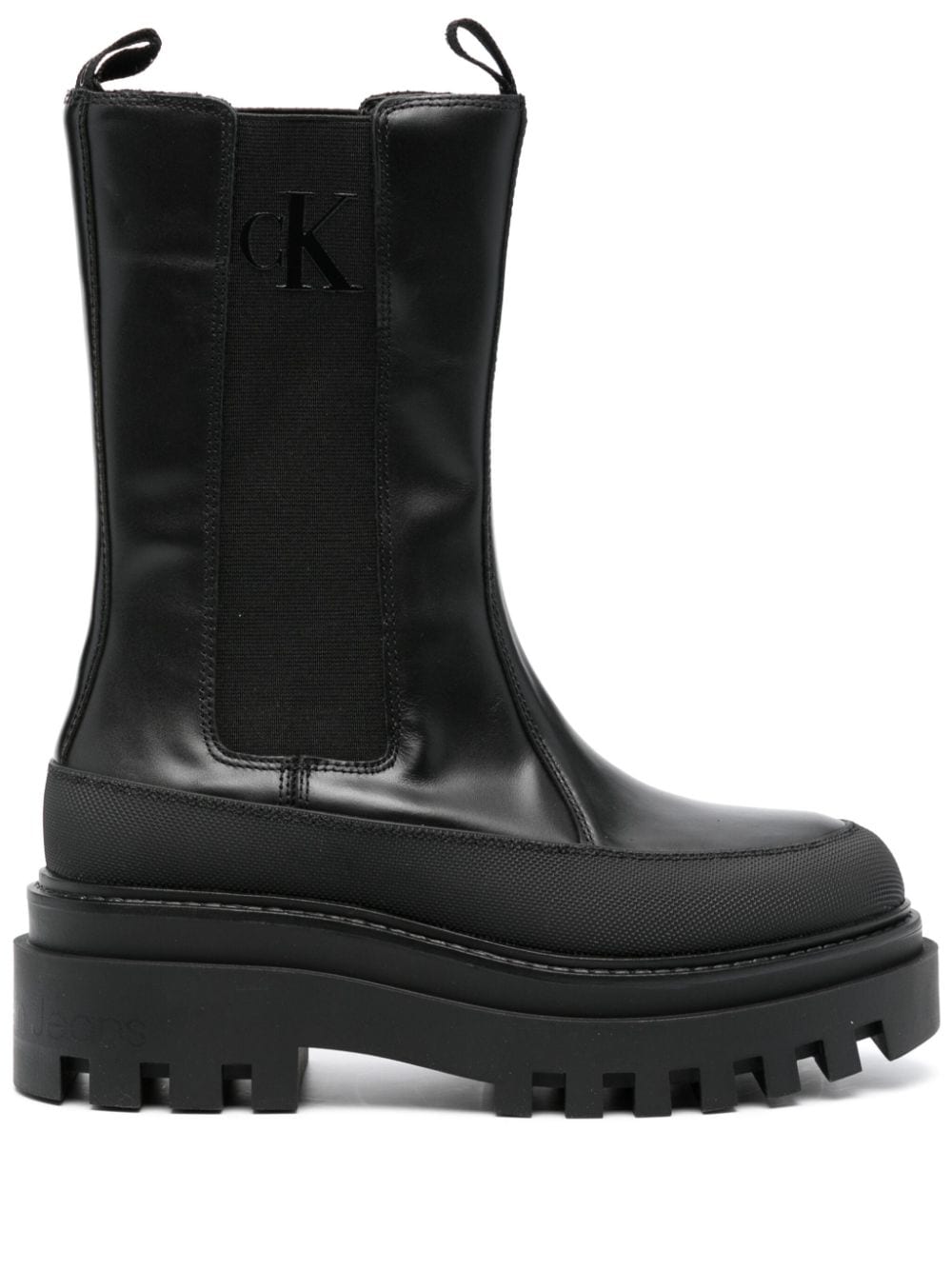 Calvin Klein Jeans Chelsea flatform leather boots - Nero