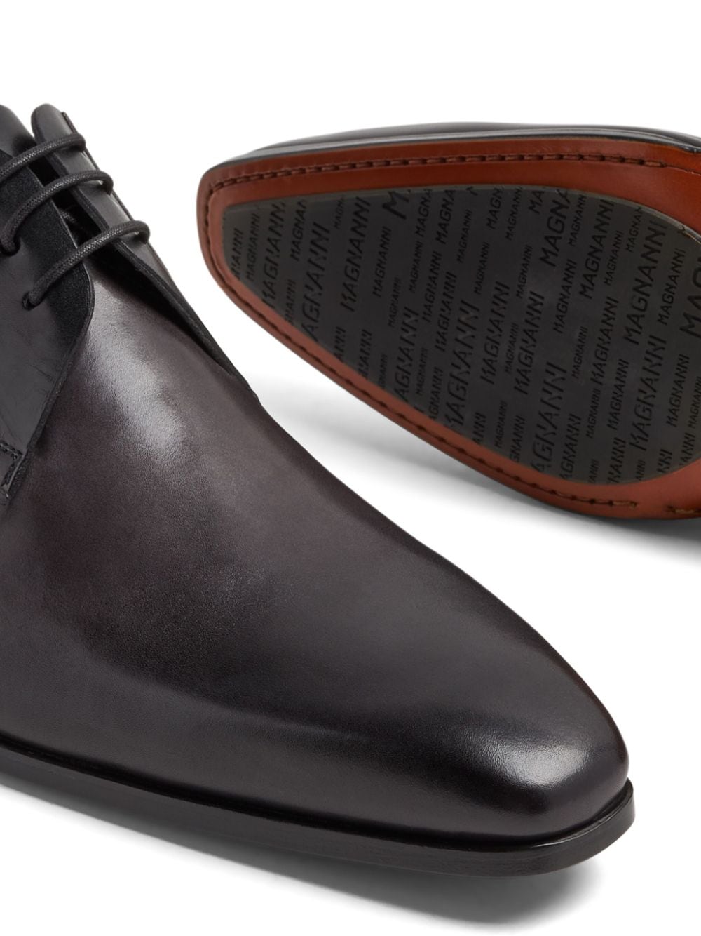 Shop Magnanni Lace-up Leather Oxford Shoes In Brown