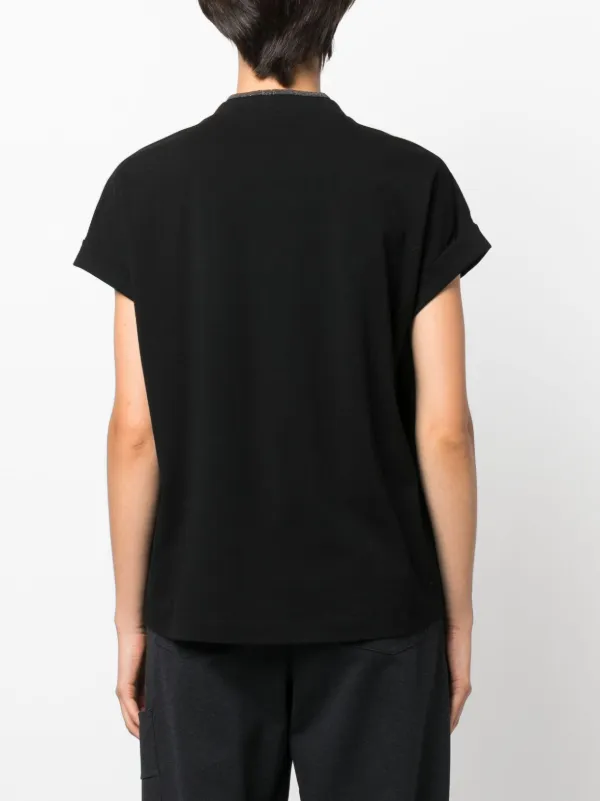 Tシャツ・カットソー BRUNELLO CUCINELLI V-neck shirt Monile (M0091EA105 C7498) Brunello Cucinelli - Black Monili Trim V-Neck T-Shirt