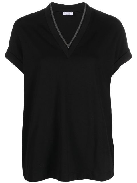 Brunello Cucinelli Monili-trim V-neck T-shirt