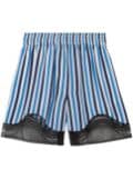 Burberry lace-trim striped silk shorts - Blue