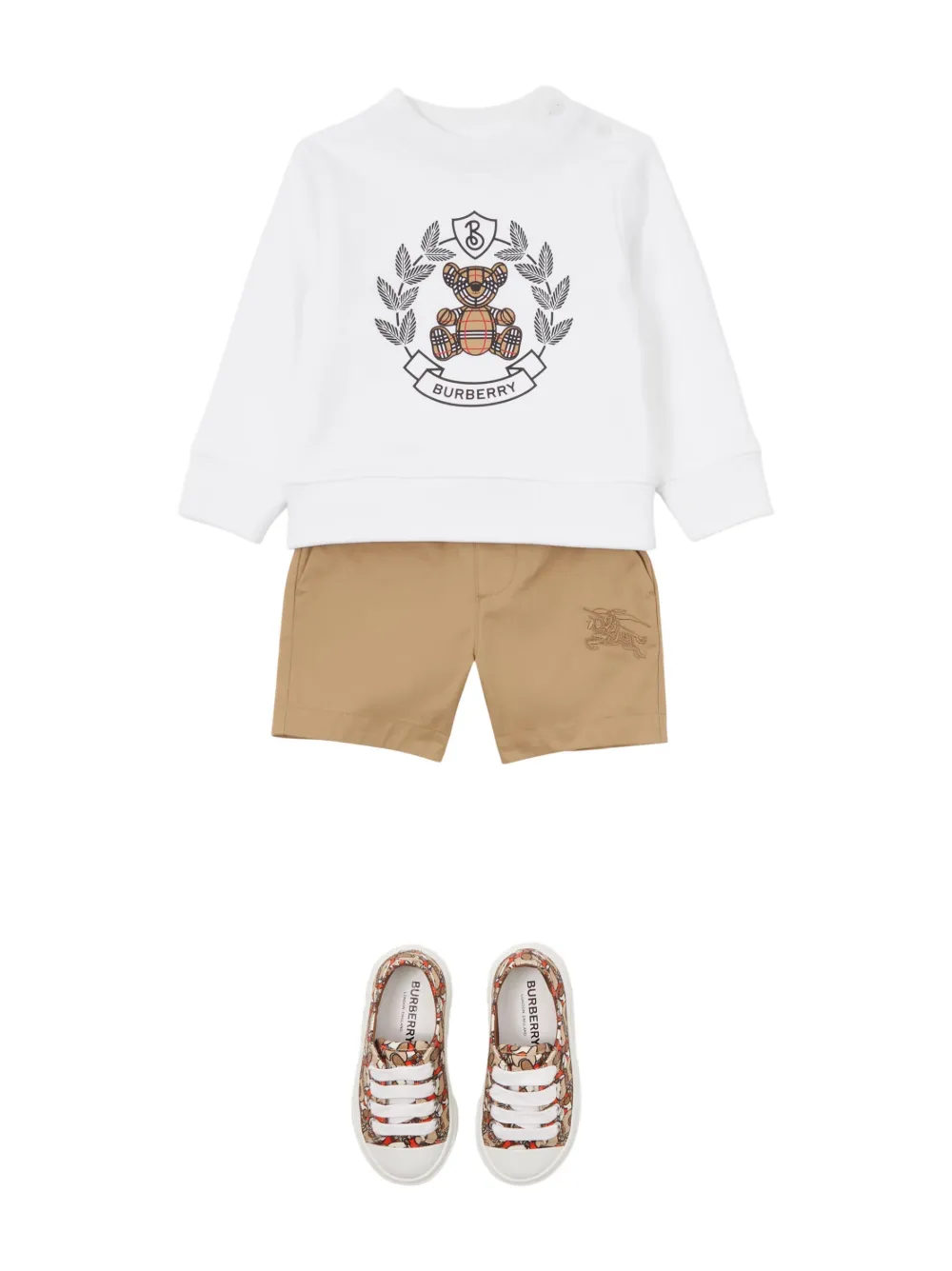 Burberry Kids Embroidered Cotton Chino Shorts - Farfetch