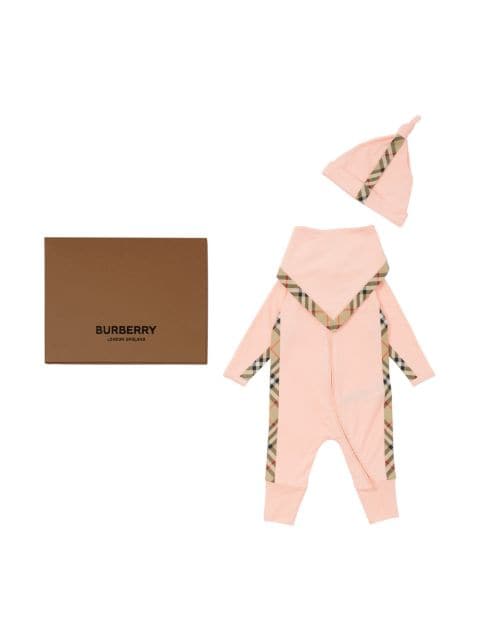 Burberry Kids House Check baby grow gift set