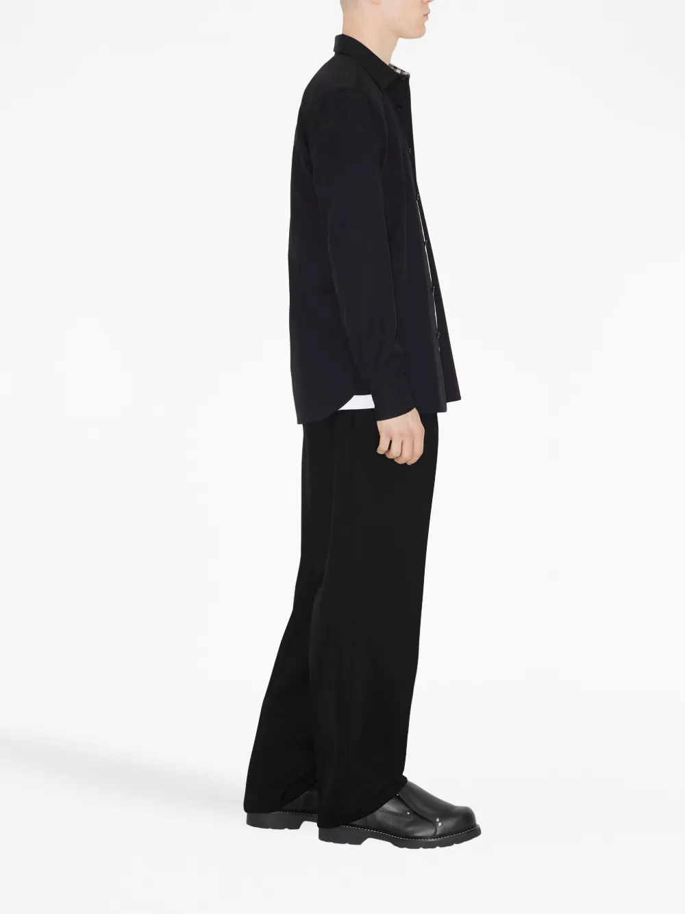 BURBERRY LOGO-EMBROIDERED LONG-SLEEVE SHIRT
