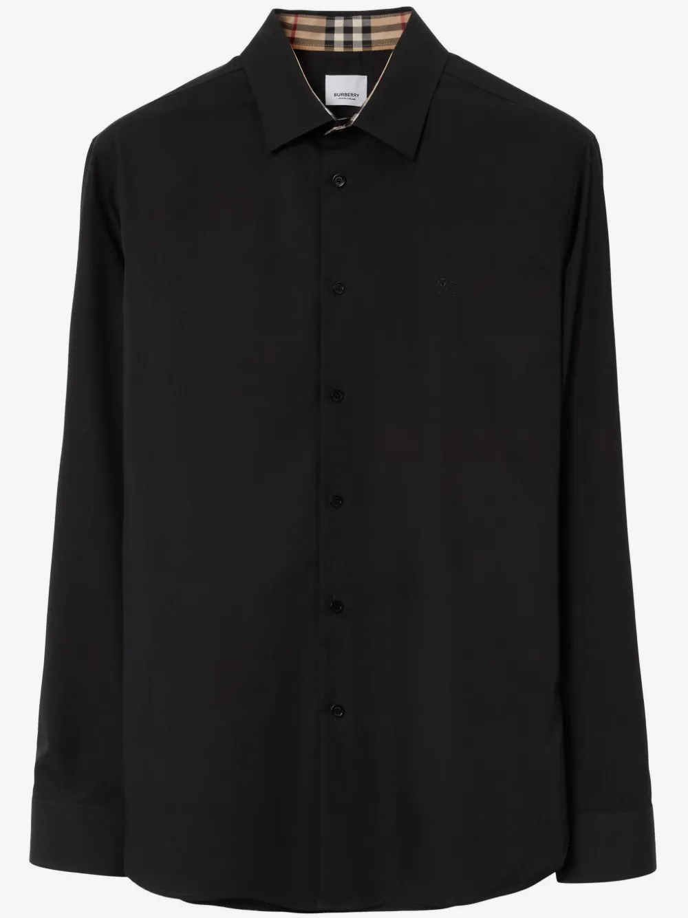 Burberry logo刺绣长袖衬衫 | 黑色 | Image 1