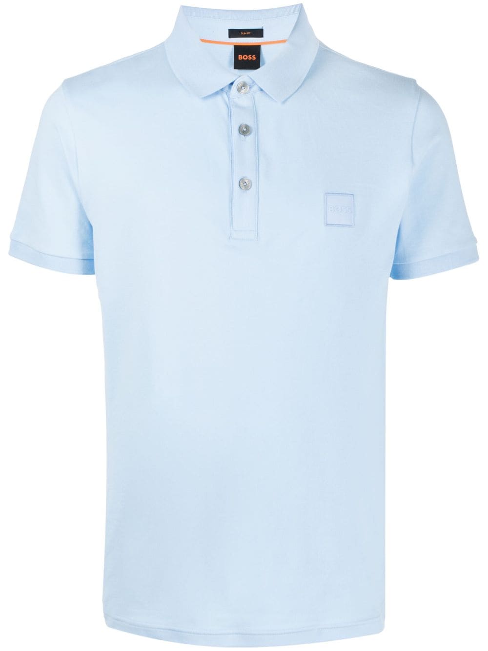 Hugo Boss Logo-patch Cotton Polo Shirt In Blue