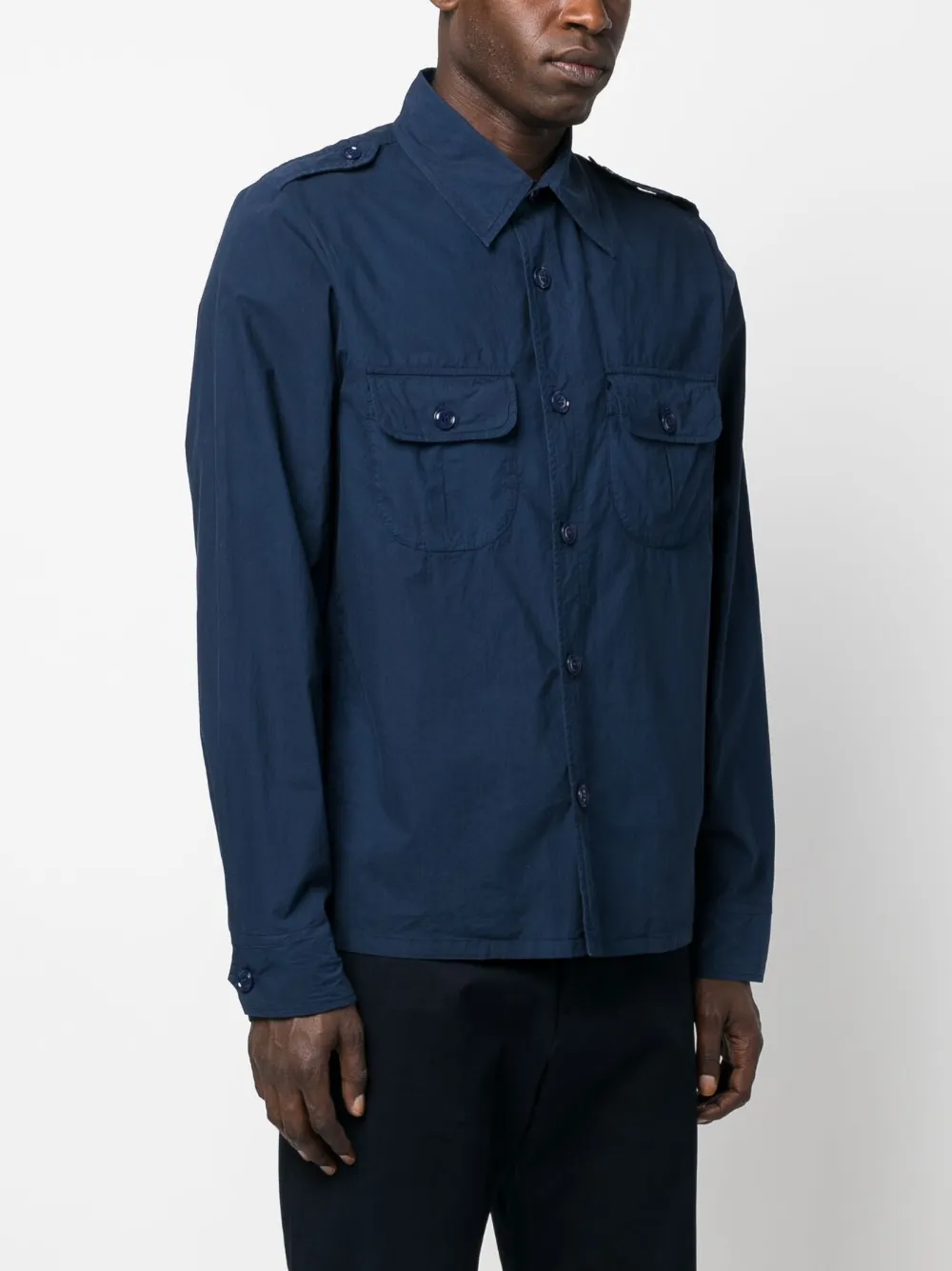 Shop Aspesi Long-sleeve Cotton Shirt In Blue