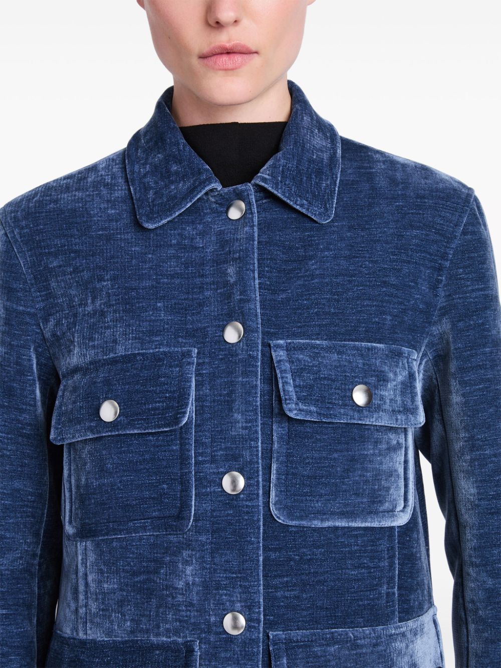 spread-collar chenille shirt jacket