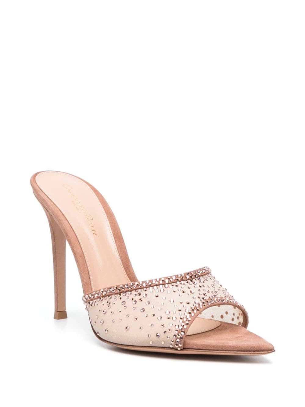 Gianvito Rossi Elle muiltjes verfraaid met kristallen - Beige