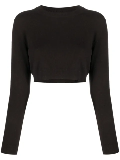 Patou logo-embroidered cropped jumper