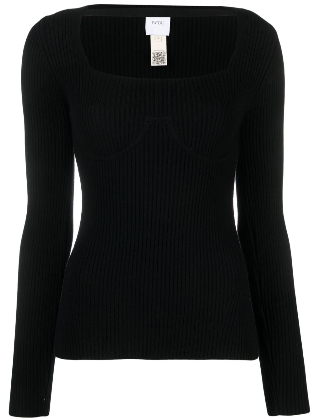 Patou long-sleeve knitted top – Black