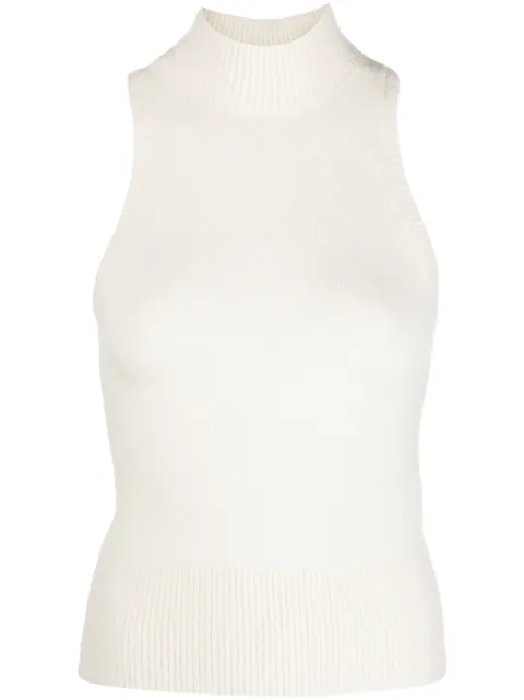 Patou mock-neck sleeveless knitted top