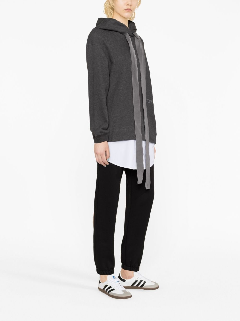 Shop Patou Embroidered-logo Hoodie Dress In Grey