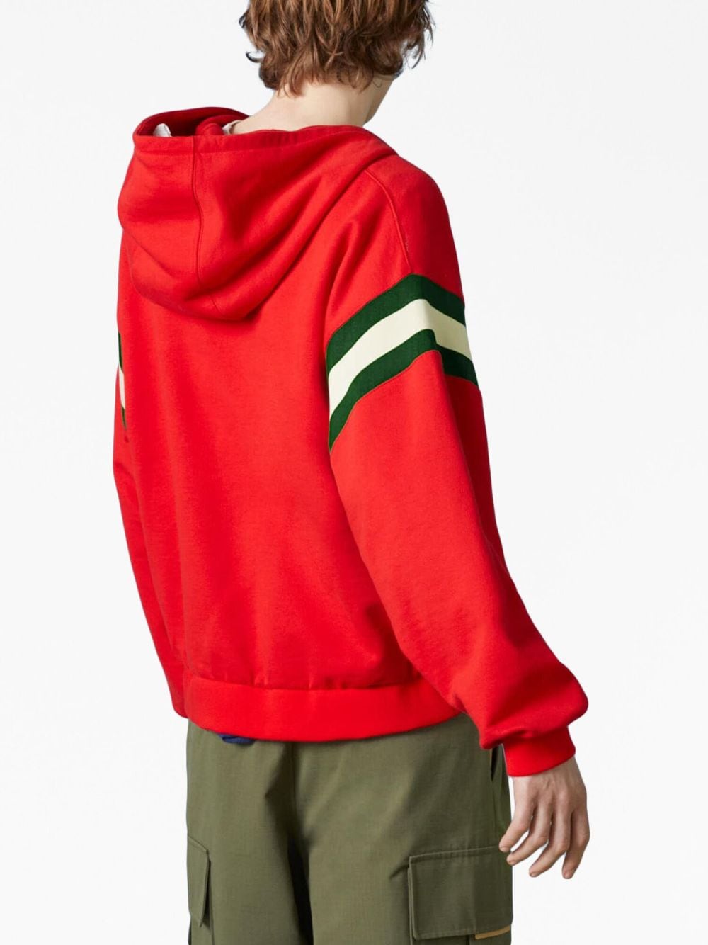 Shop Gucci Logo-print Cotton Hoodie In Red