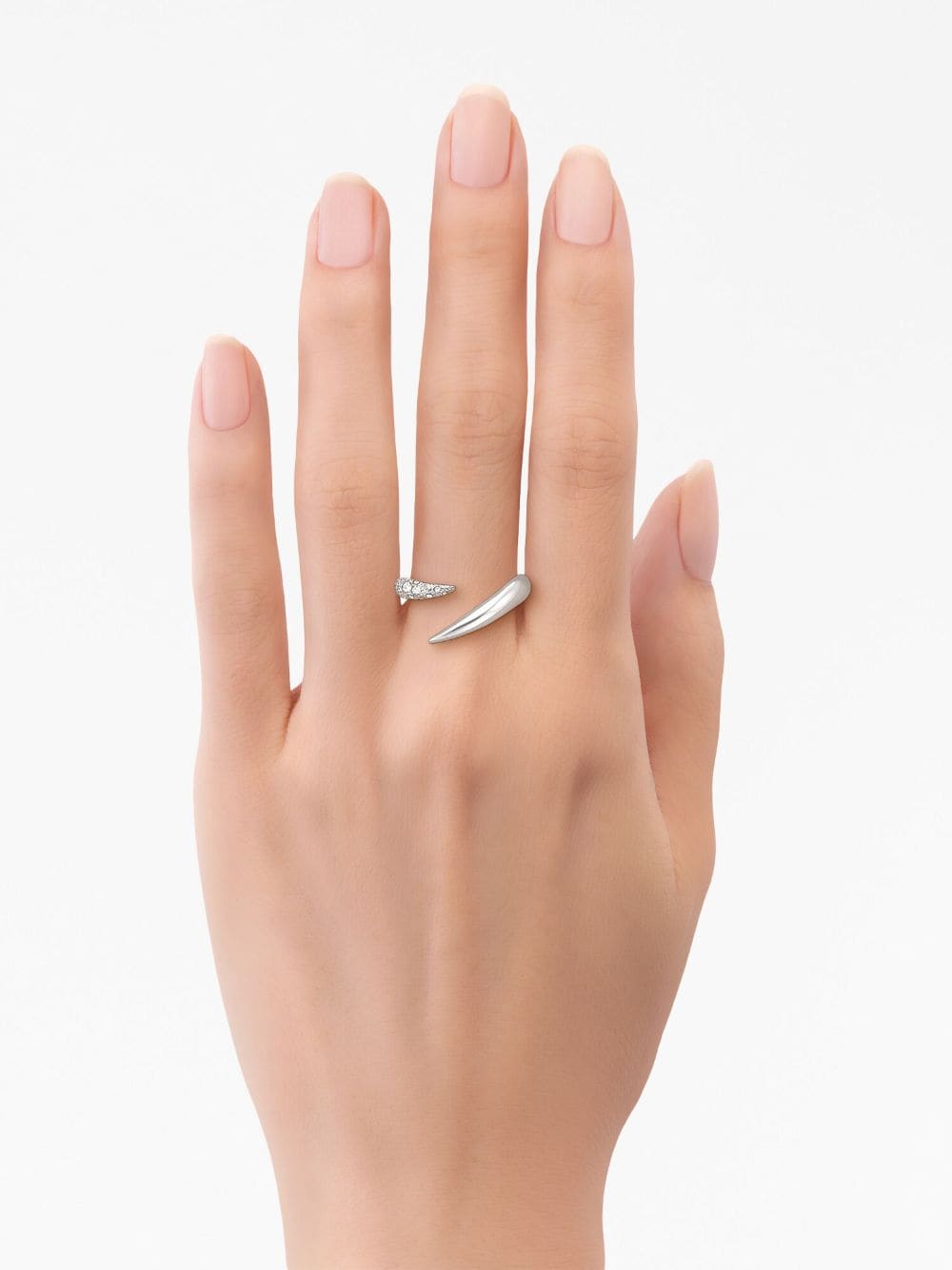 Shop Tasaki 18kt White Gold Collection Line Danger Horn Diamond Ring In Silver