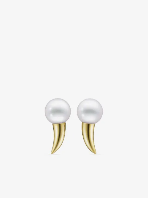 TASAKI aretes Collection Line Danger Fang en oro amarillo de 18kt con pelas