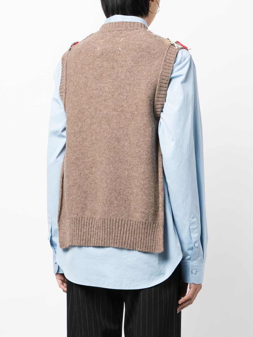 Maison Margiela cut-out intarsia-knit vest Women