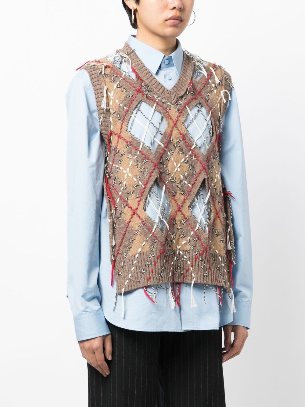 Maison Margiela cut-out intarsia-knit vest Women