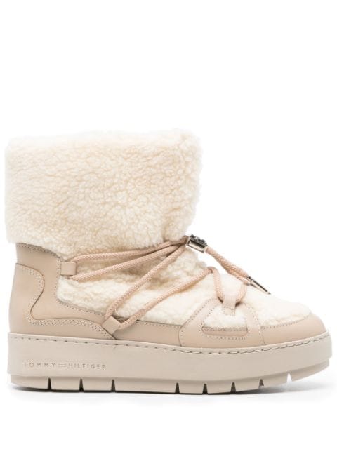 Tommy Hilfiger shearling-trim leather snow boots