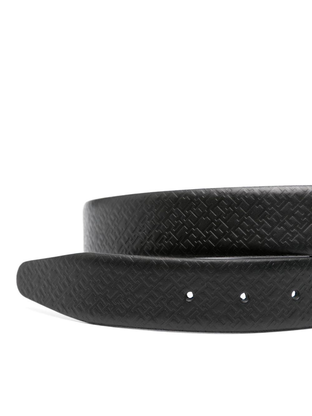 Shop Tommy Hilfiger Logo-plaque Leather Belt In Black