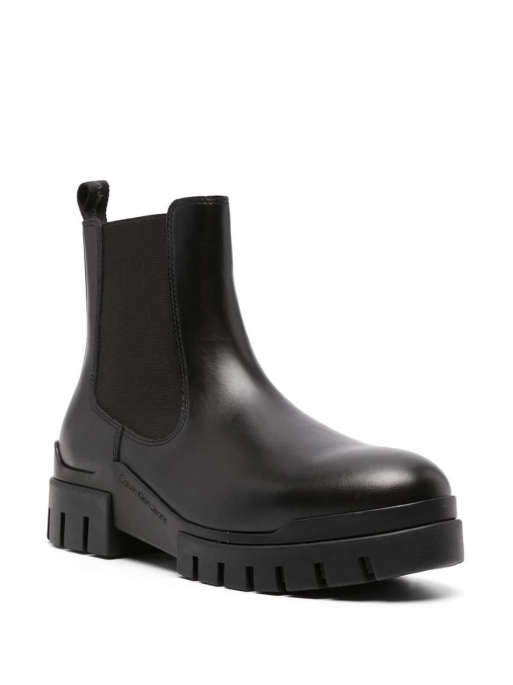 Shop Calvin Klein Jeans Est.1978 Leather Chunky Chelsea Boots In Black