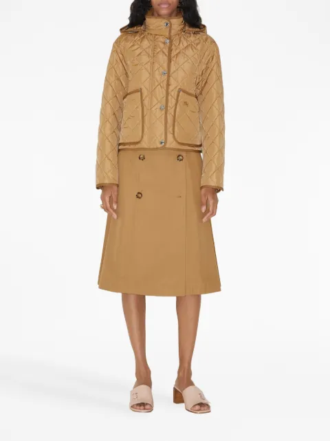 BURBERRY 벨트 웨이스트 플레어 스커트