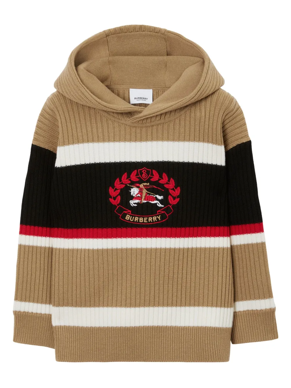 Image 1 of Burberry Kids EKD embroidered knit hoodie