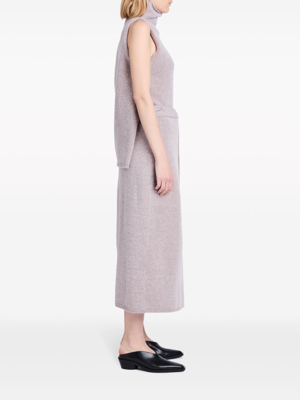Shop Proenza Schouler White Label Fine-knit High-waist Midi Skirt In Neutrals