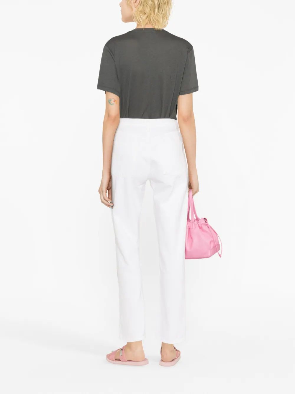Agolde Bootcut Leather-blend Trousers In White