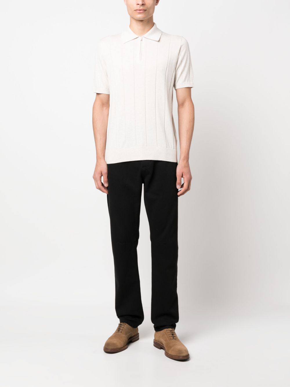 Brunello Cucinelli knitted short-sleeve polo - Beige