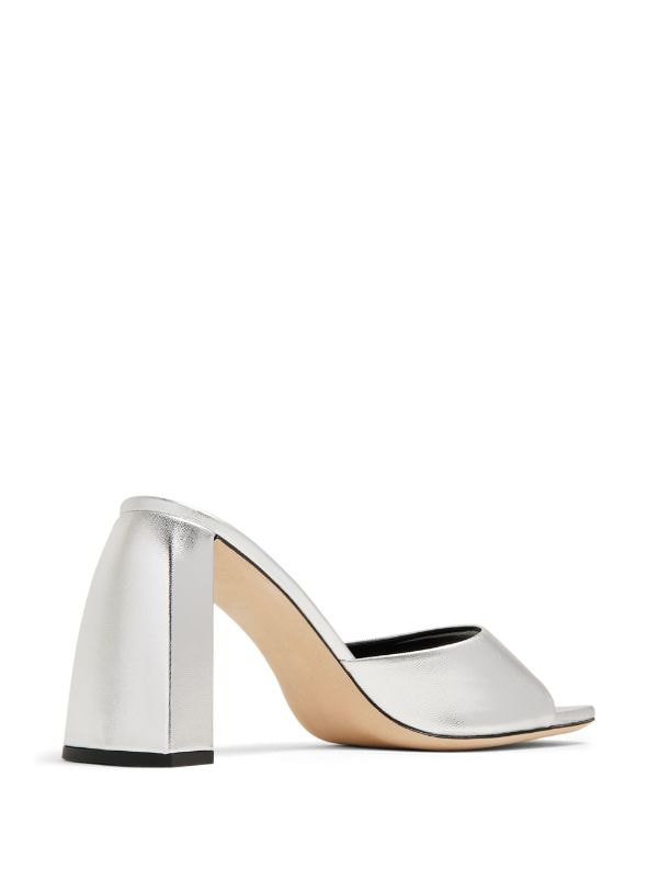 BY FAR Michele 100mm Metallic Leather Mules Farfetch