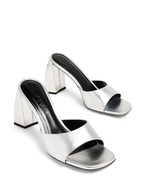 BY FAR Michele 100mm Metallic Leather Mules Farfetch