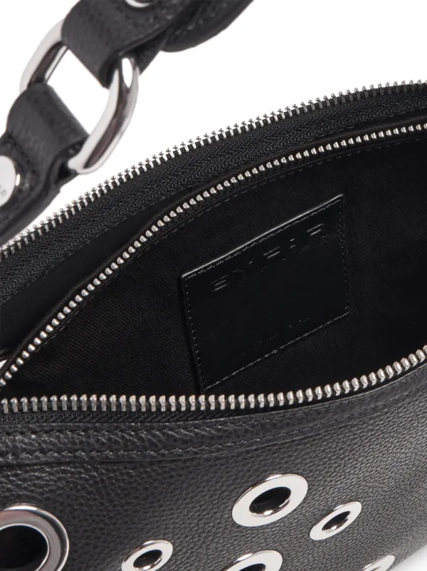 【送料&関税込】BY FAR Black Leather Small Gib Shoulder Bag BY FAR Gib eyelet-embellished Mini Bag | Black | FARFETCH