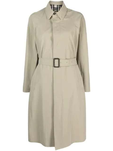 A.P.C. concealed-fastening belted trench coat