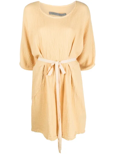 Lena belted-waist cotton dress