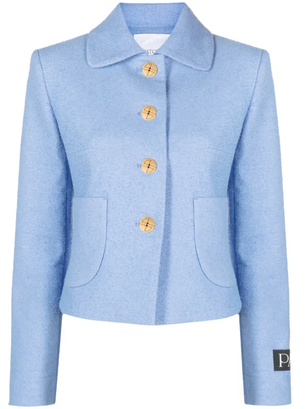 Patou Long-sleeve Tailored Jacket in Blue