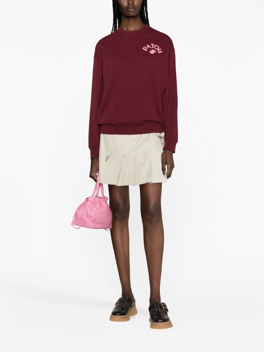 Patou flocked-logo organic cotton sweatshirt - Rood