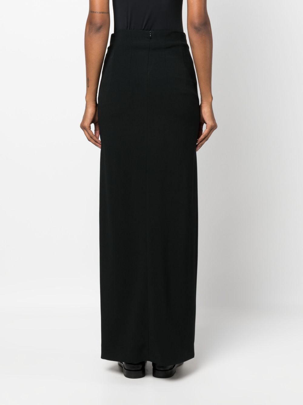 Shop Patou Crepe High-waisted Maxi Skirt In Black