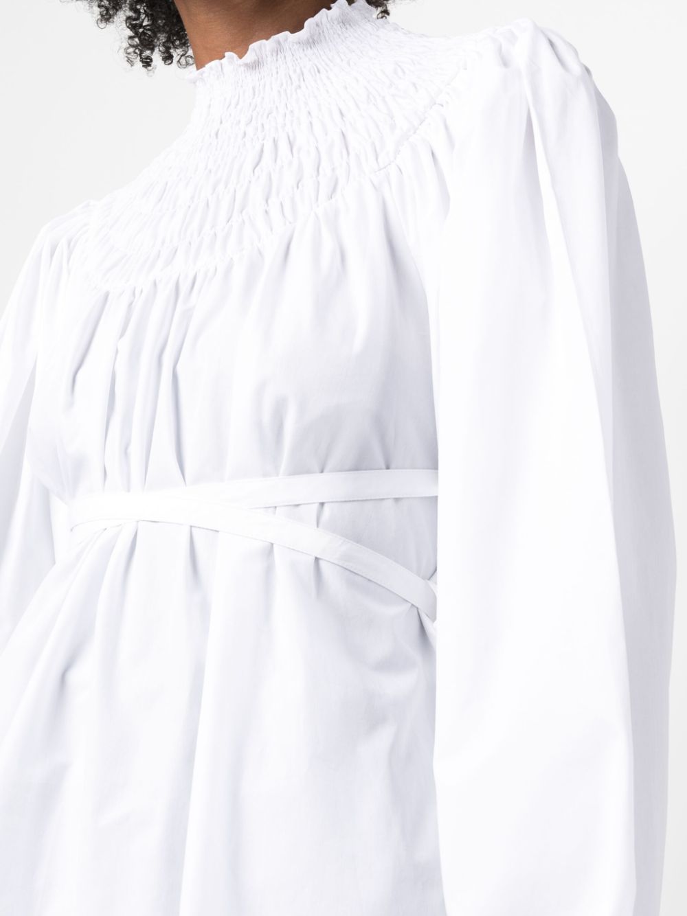 Shop Patou Tie-waist Organic Cotton Blouse In White