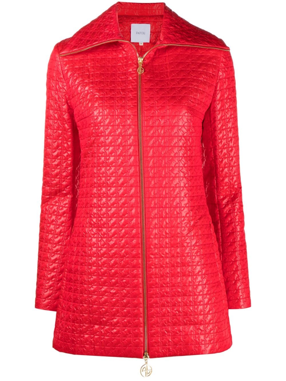 Patou Monogram-quilted Zip-up Jacket In Red