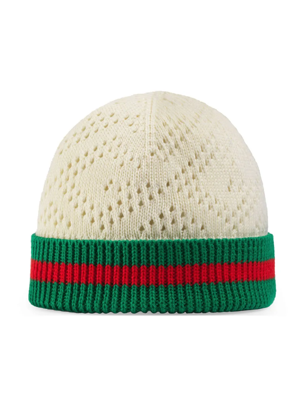 Gucci Geometric G Knit Cotton Hat In White