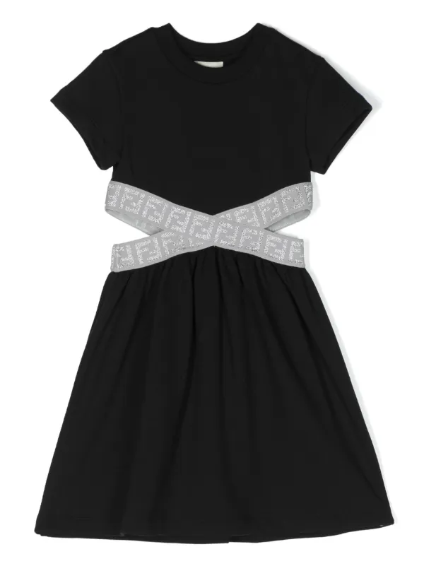 fendi cut out dress Fendi Kids FF-logo cut-out Detailing Dress | Black