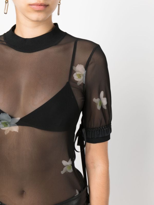 PINKO semi-sheer Floral Blouse - Farfetch