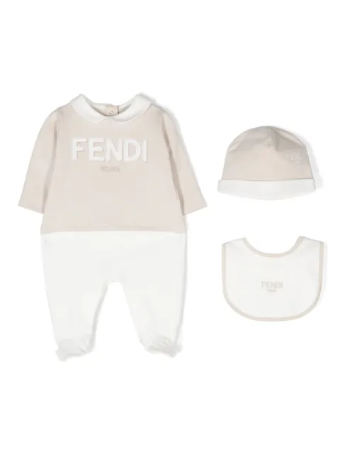 Fendi Kids embroidered-logo babygrow set