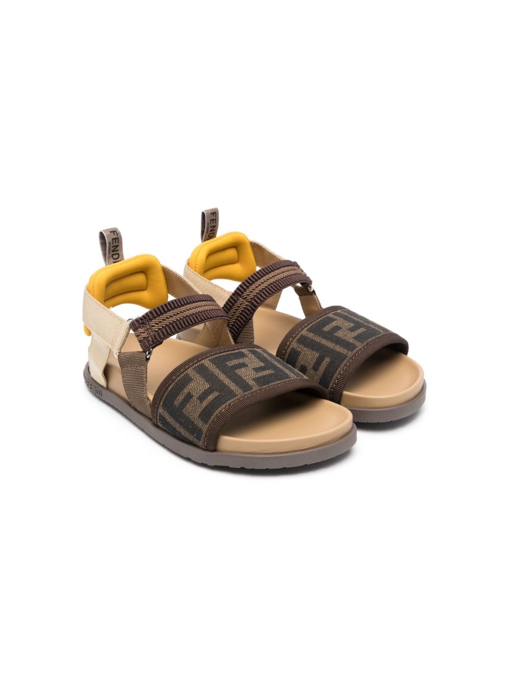 Fendi Kids' Logo-print Slingback Sandals In Brown